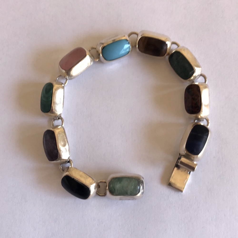 Sterling silver and gemstone bracelet